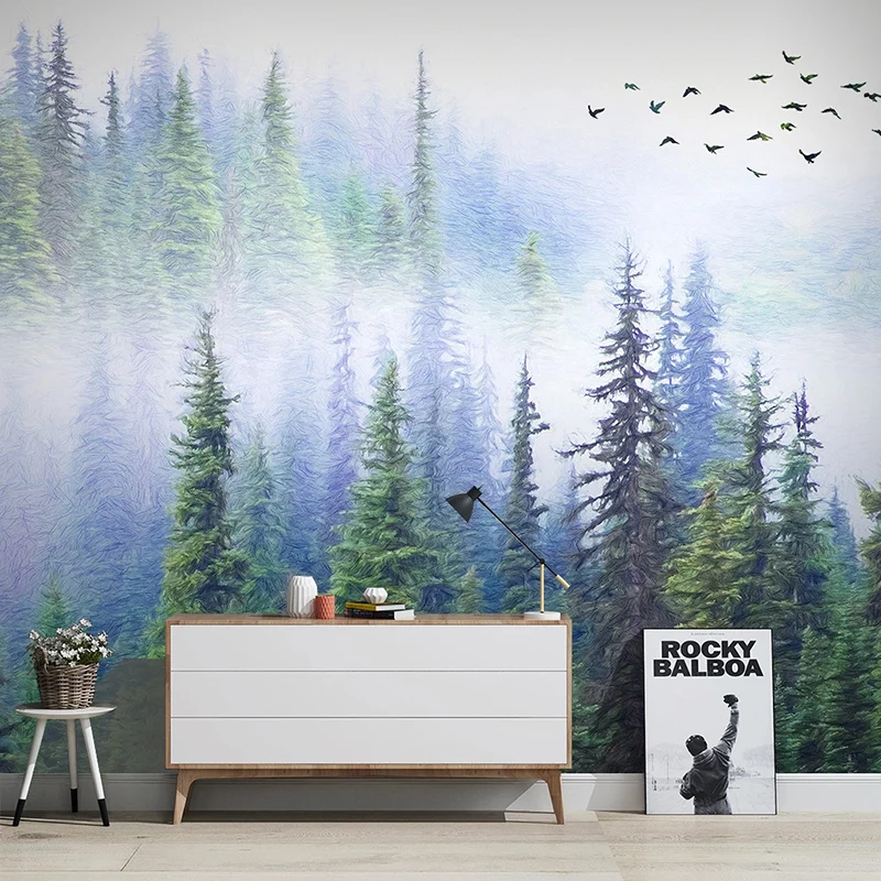 3D обои на заказ летающая птица лес современный китайский стиль гостиная диван ТВ