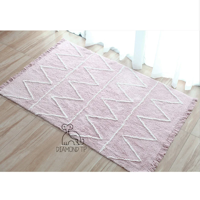 Скандинавский Детский ковер 150x110 см волнистый хлопковый напольный коврик с