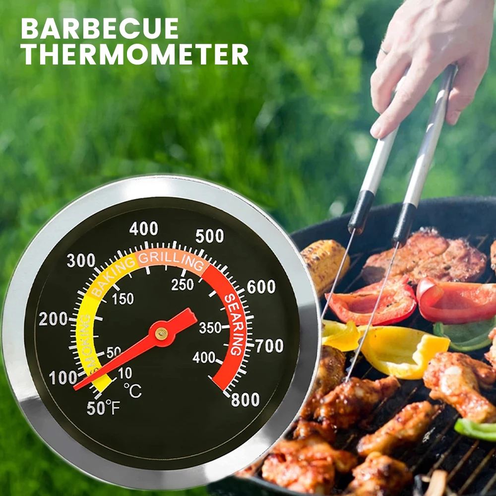 

Stainless Steel BBQ Barbecue Charcoal Grill Thermometer Pit Wood Smoker Thermometer Cooking Food Household Kitchen Tools