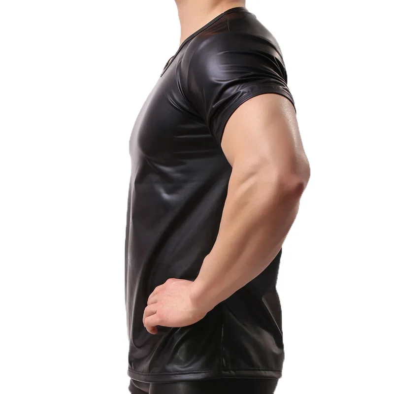 Мужские футболки из ПУ кожи с коротким рукавом|Мужские футболки| |