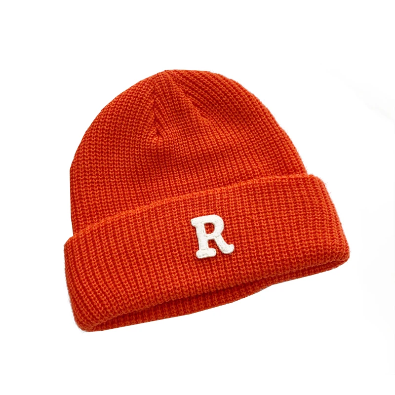 Новая зимняя шапка женская из мягкой пряжи с буквой R и яркими цветами в стиле Kpop.