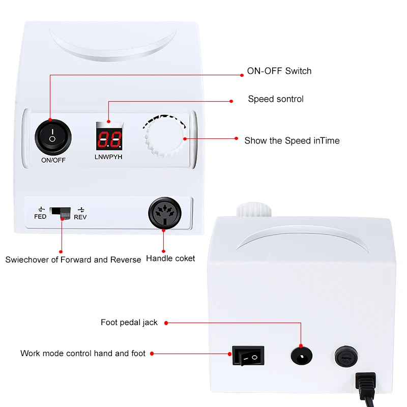 Фрезер Электрический для маникюра и педикюра аппарат 35000 об/мин аксессуары