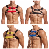 jockmail men halter neck elastic body chest harness sexy bondage lingerie shoulder straps ring clubwear stage gay underwear new