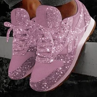 women sneakers casual glitter shoes ladies mesh flat shoes women lace up sequin vulcanized shoes outdoor sport running shoe