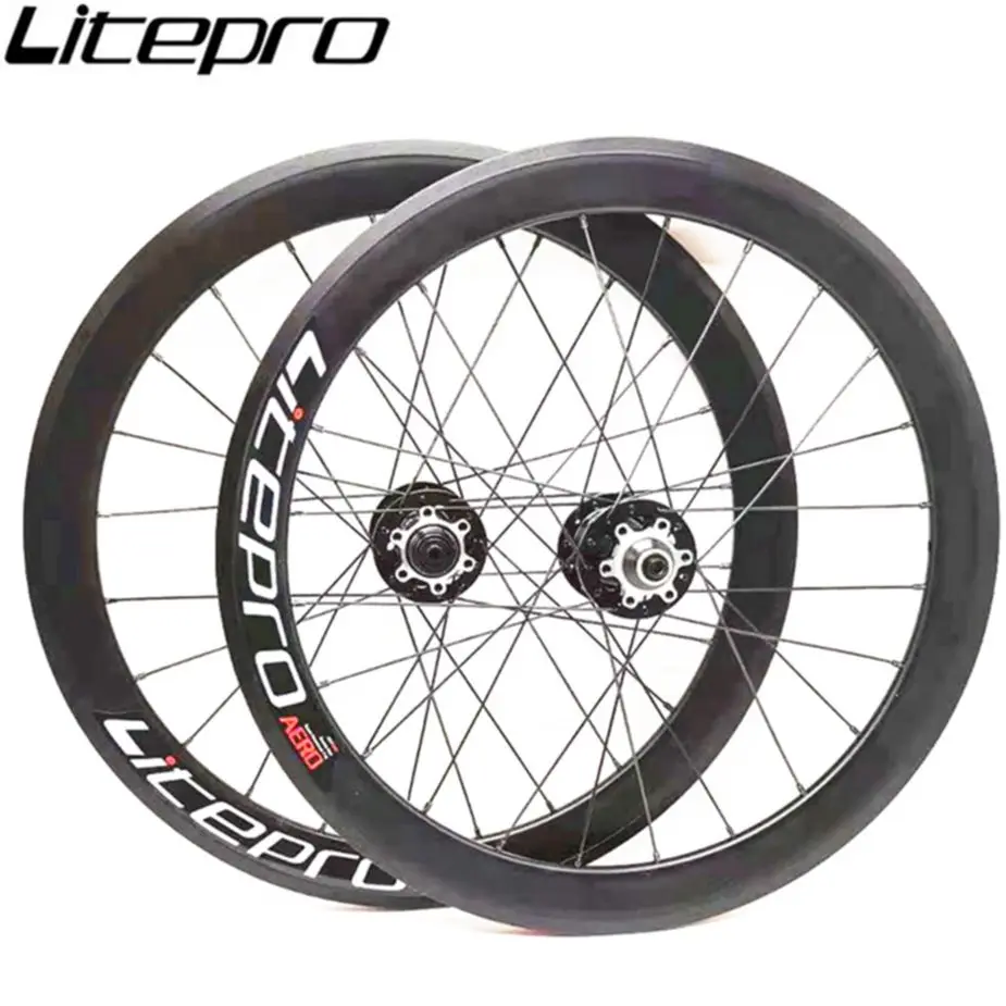 Günstig Litepro AERO Faltrad 16 Zoll 349 V Disc Bremse 11 Speed Laufradsatz 4 Versiegelt Lager Legierung Räder BMX Fahrrad 30mm Felgen