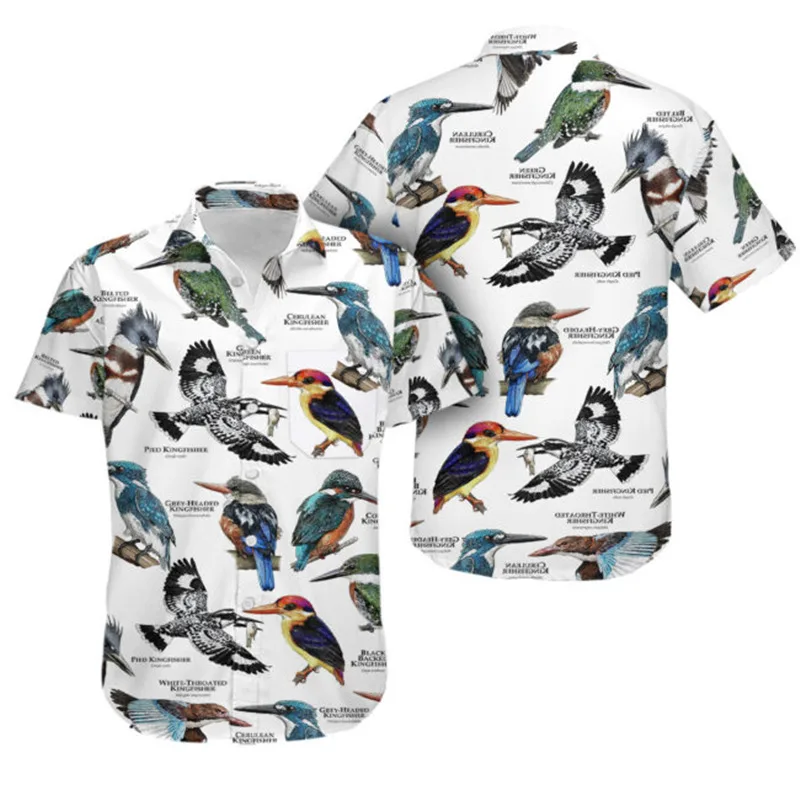 

New Fashion Summer Men's Casual Hawaiian Shirt Cool Bird 3D Full Print Unisex Harajuku Street Casual Style Shirt