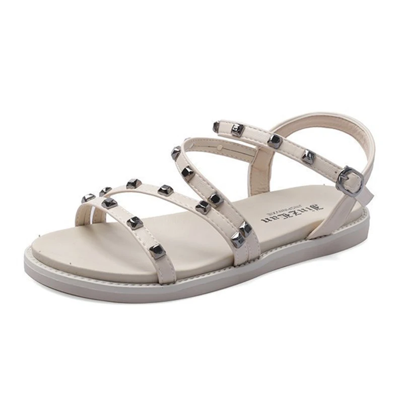 

Summer Sandals Women 2021 Trend Beach Shoes Woman Flats Fashion Rivet Platform Sandals Lady Casual Female Heel Flat Shoes Women