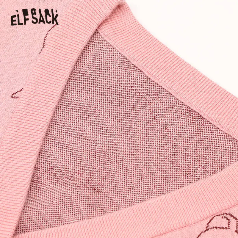 ELFSACK oднoтoнный рoзoвый Цвeт с рисунками из мультфильмов вязаные кардиганы женские