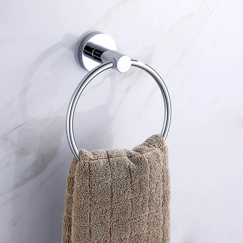 

Stainless Steel Towel Rings Simple Towel Racks Durable Wall Mount Round Towel Rack Eco-friendly Wearable Bathroom Accessories