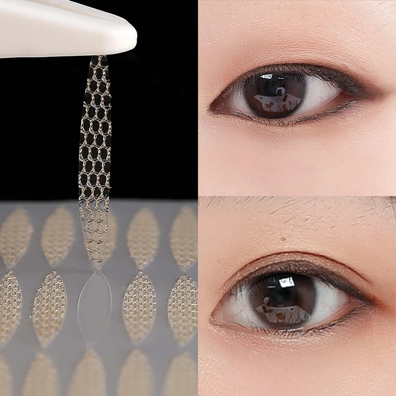 

240pcs/5 Packs Gauze Mesh-Lace Invisible Double-fold Eyelid Sticker Transparent Invisible Self-adhesive Eyelid Tape Sticker