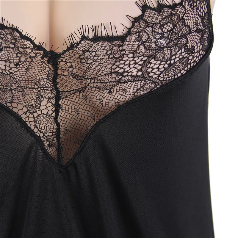 

Black Short Jumpsuit Women Combishort M 5XL Plus Size Lace Bodysuit Sleepwear V Neck Transparent Sleeveless Body Femme RS80411