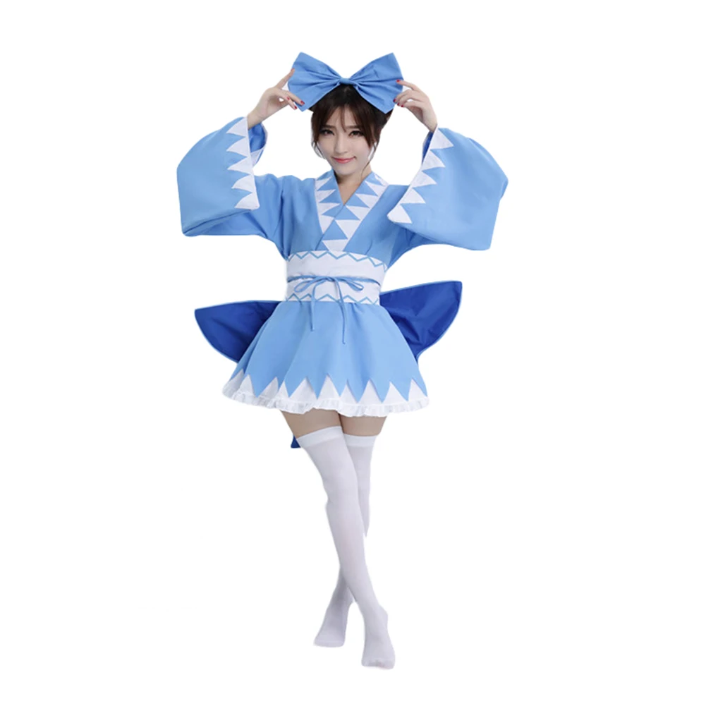 Brdwn Touhou Project Girls Cirno косплей костюм кимоно халат фартук платье |