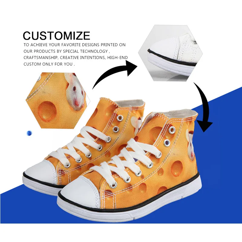 NOISYDESIGNS Custom Printed Children's Canvas Shoes High Top Lace Up Boys Girls Students Fashion Sneakers Zapatos | Детская одежда