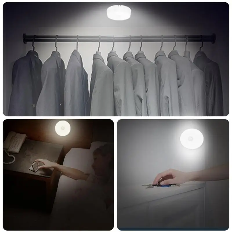 Motion Sensor LED Wireless Night Light Bedroom Lamp USB Rechargeable Energy-saving Automatic Wall-Mounted Body Induction | Лампы и