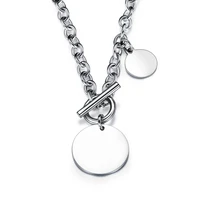 smooth round pendant necklace women men kpop hip hop stainless steel jewelry uno minimalista collares de moda 2020 collier femme