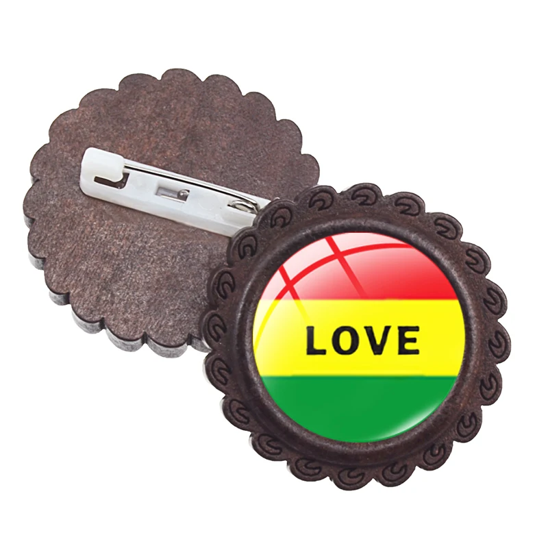 Ямайского рэгги певица Боб Марли деревянная брошь Harajuku Стиль металлический