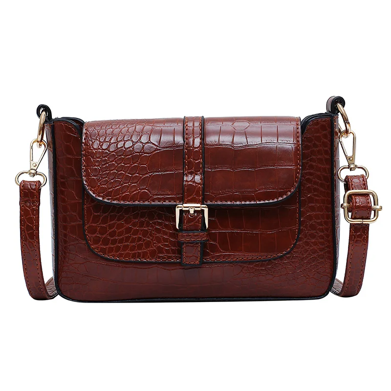 

Women Retro Belt Designer Pu Leather Crossbody Bags 2020 Shoulder Messenger Bag Lady Stone Pattern Travel Handbags and Purse