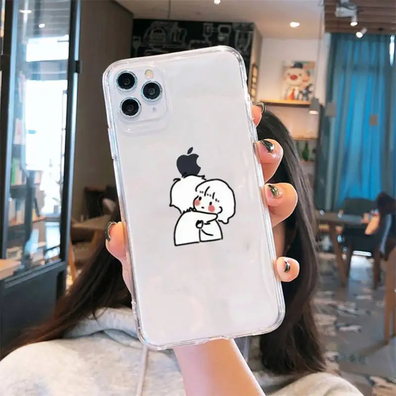 

Cute cartoon characters Phone Case Transparent for iPhone 6 7 8 11 12 s mini pro X XS XR MAX Plus cover funda shell