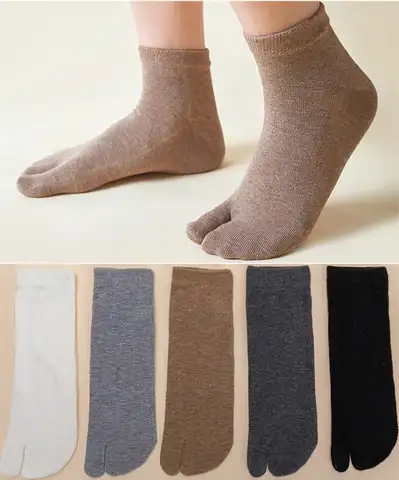 Хлопковые носки Tabi, носки с двумя пальцами, шлепанцы, мужские и женские носки для дома, гольфы для вальгусной деформации, ортопедические япо...