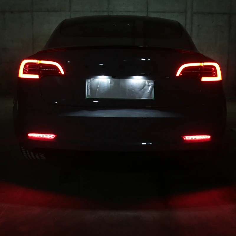 

Car Rear Bumper Reflector, for Tesla Model 3 LED Dynamic Turn Signal Lights Rear Fog Lamps Herringbone Style