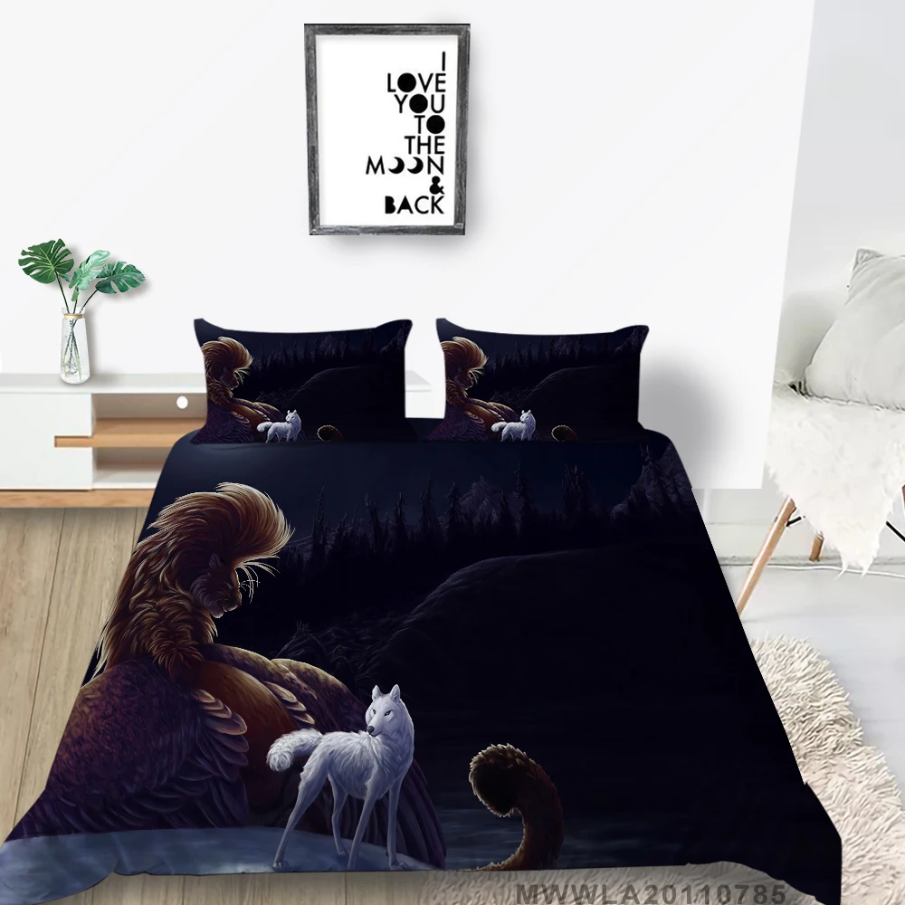 

White Tiger Bed Set Queen Size Artistic Cool 3D Duvet Cover Magic Circle King Twin Full Single Double High End Bedding Set