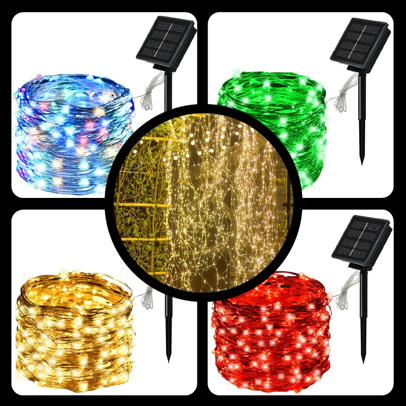 

10m 100LED Fairy Holiday Christmas Party 5M50LED 20M200LED Garland Solar Garden Waterproof Solar lights