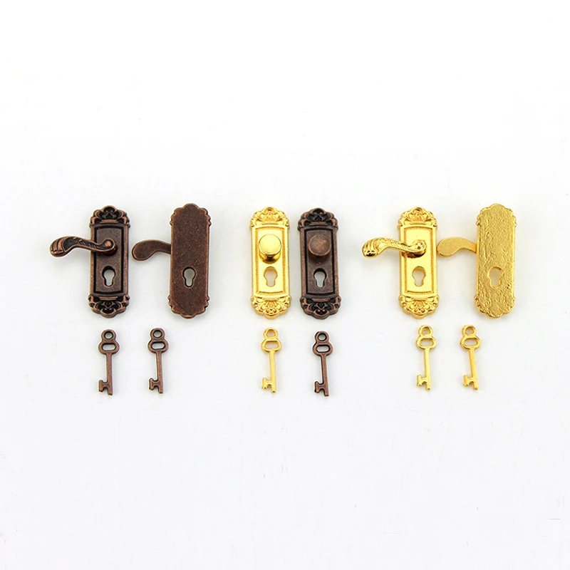 

1:12 Dollhouse Miniature Scene Model Vintage Door Lock with Key Play Toy