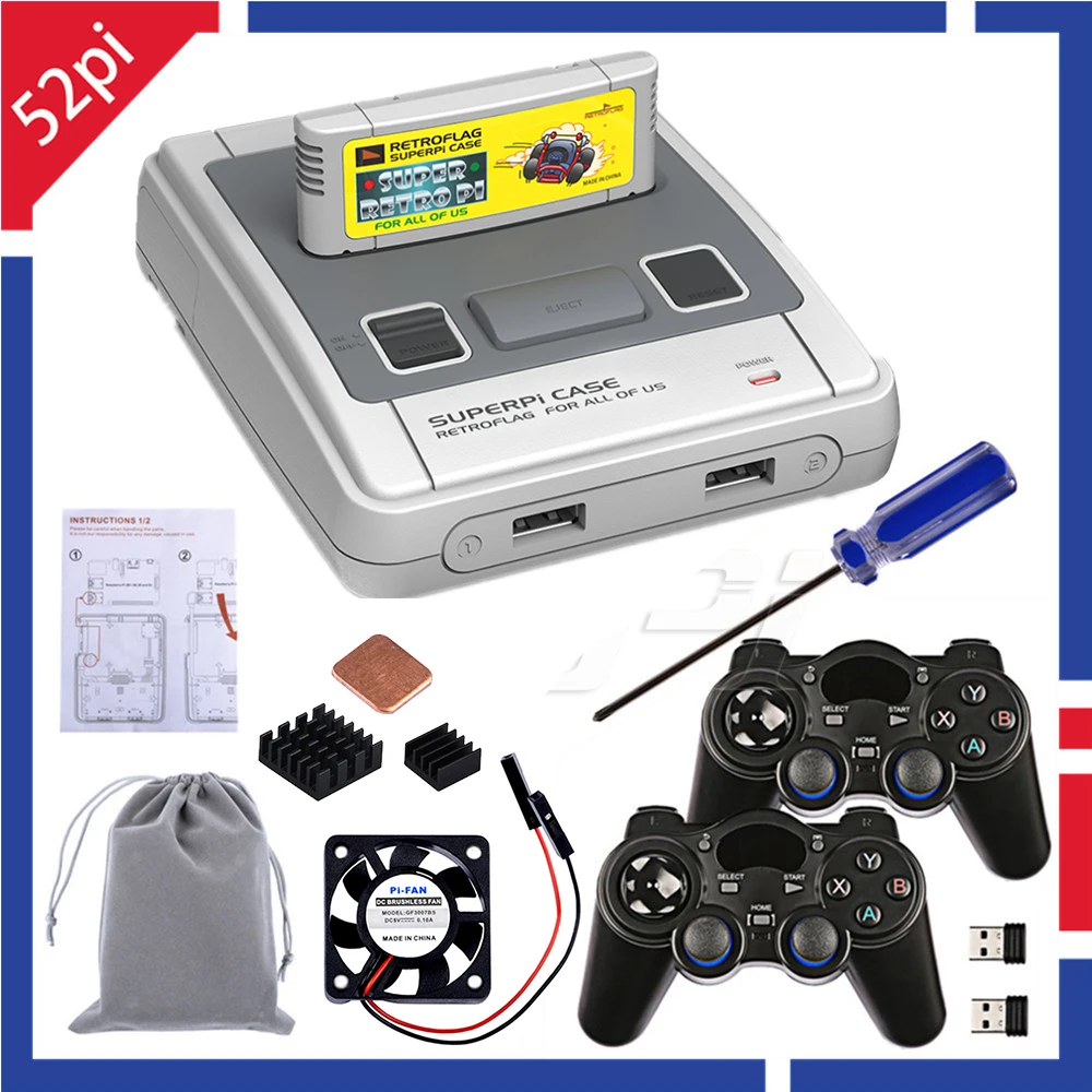 В наличии! Оригинальный чехол 52Pi Retroflag SUPERPi J NESPi с беспроводным игровым