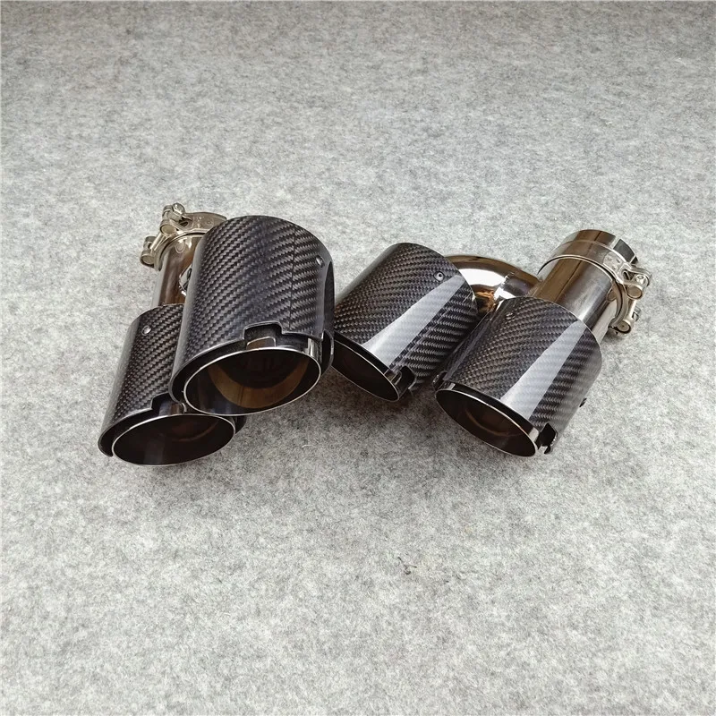 1 пара глянцевые насадки из углеродного волокна для глушителя 63 мм|Выхлопные