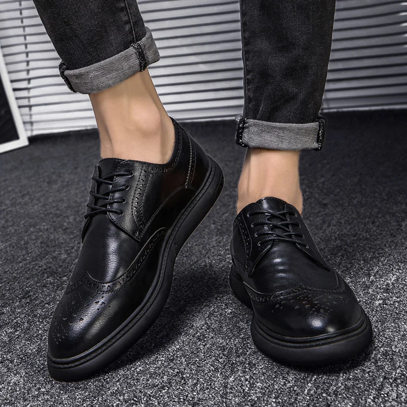 

Mens Shoes Casual Slip on Flat Shoes Business Luxury Shoes Designers Brogue Shoe Male Shoes Adult Oxford Zapatos De Hombre Cuero