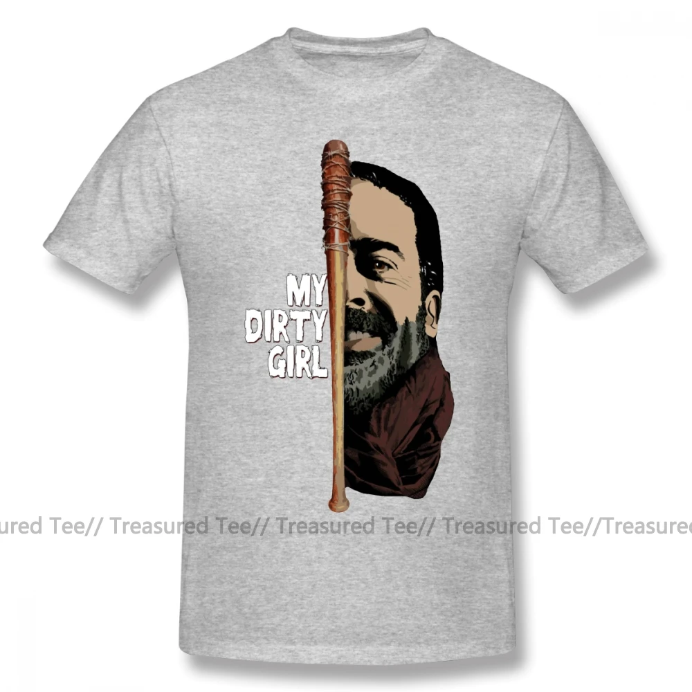 Футболка Negan Look At My Dirty Girl, футболка, модная футболка с принтом, забавная, 4xl, короткий рукав, 100 хлопок, Мужская футболка - Цвет: Gray