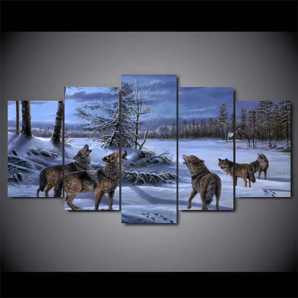 

Drop shipping 5 Panel Wall Art Pictures Canvas Painting abstract canvas poster painting decoration for living room LW339