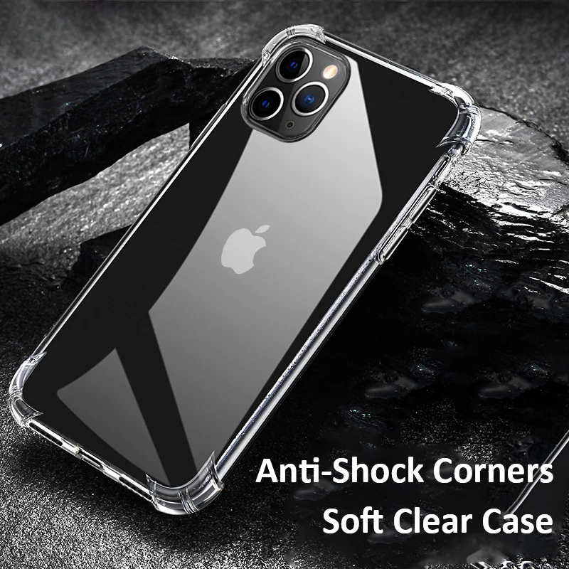 Для iPhone 11 чехол для Pro Max ударопрочный прозрачный мягкий ТПУ бампер ультра тонкая