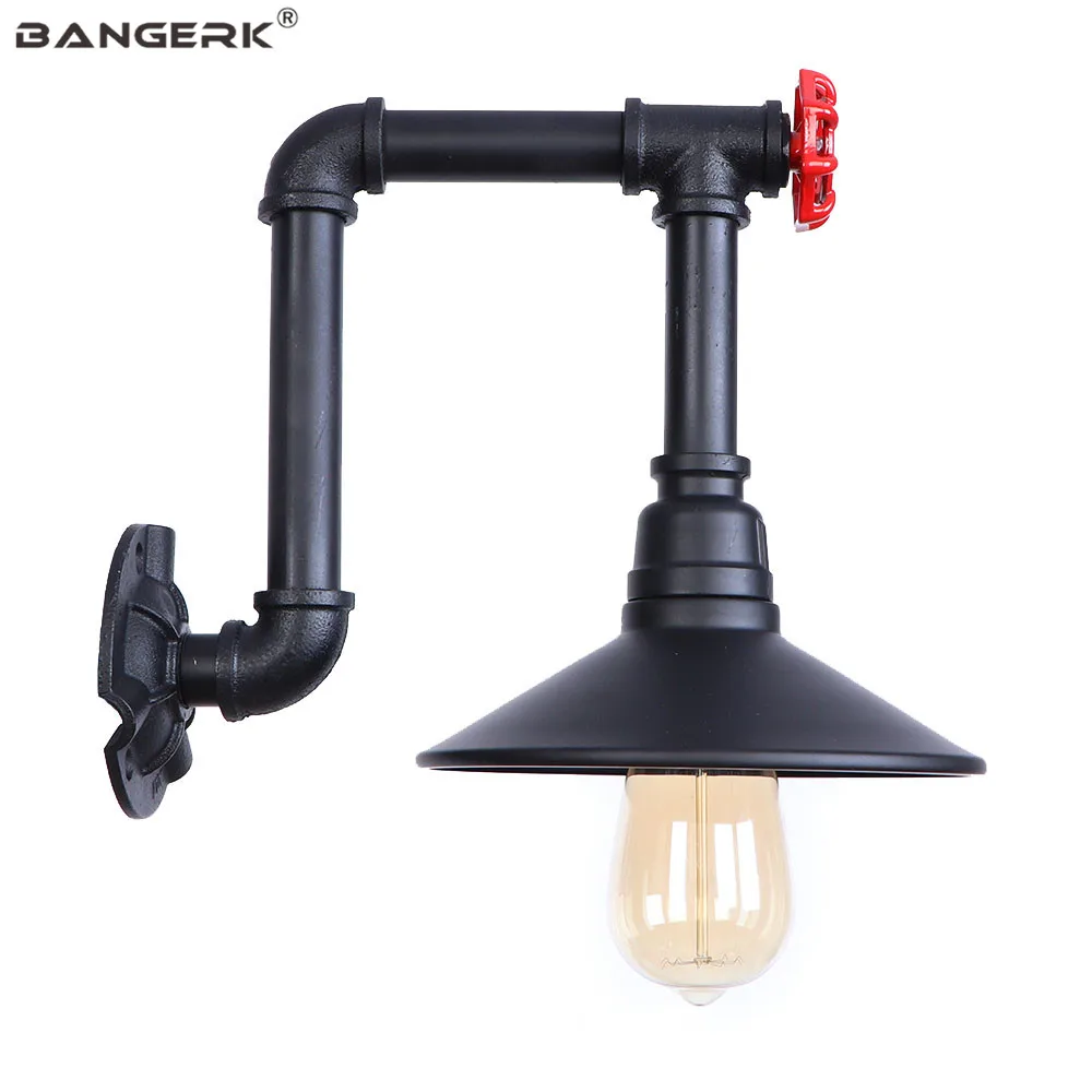 Промышленная водопроводная труба настенный светильник черный железный