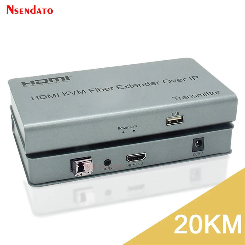 20 км HDMI KVM удлинитель Переключатель IP LC SC 1080P 60 Гц переключатель USB клавиатура мышь