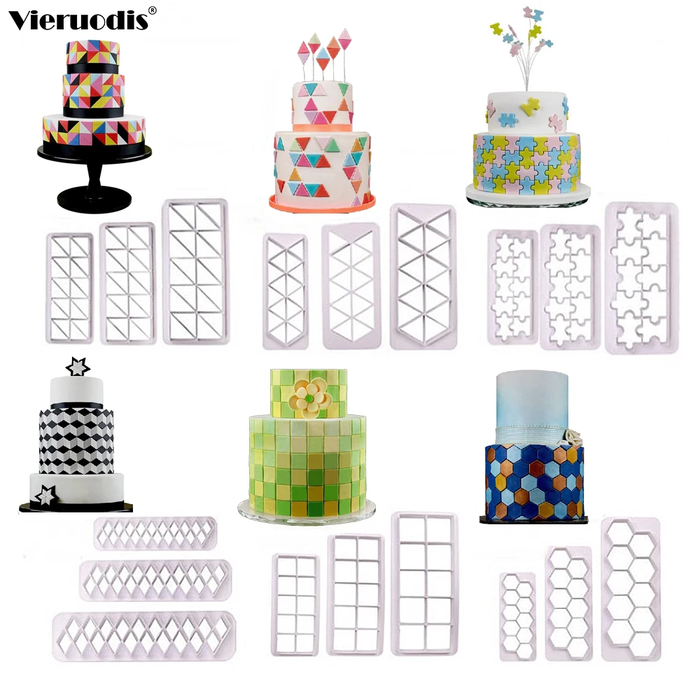 3 шт. квадратные геометрические фрезы для помадки резак печенья форма торта