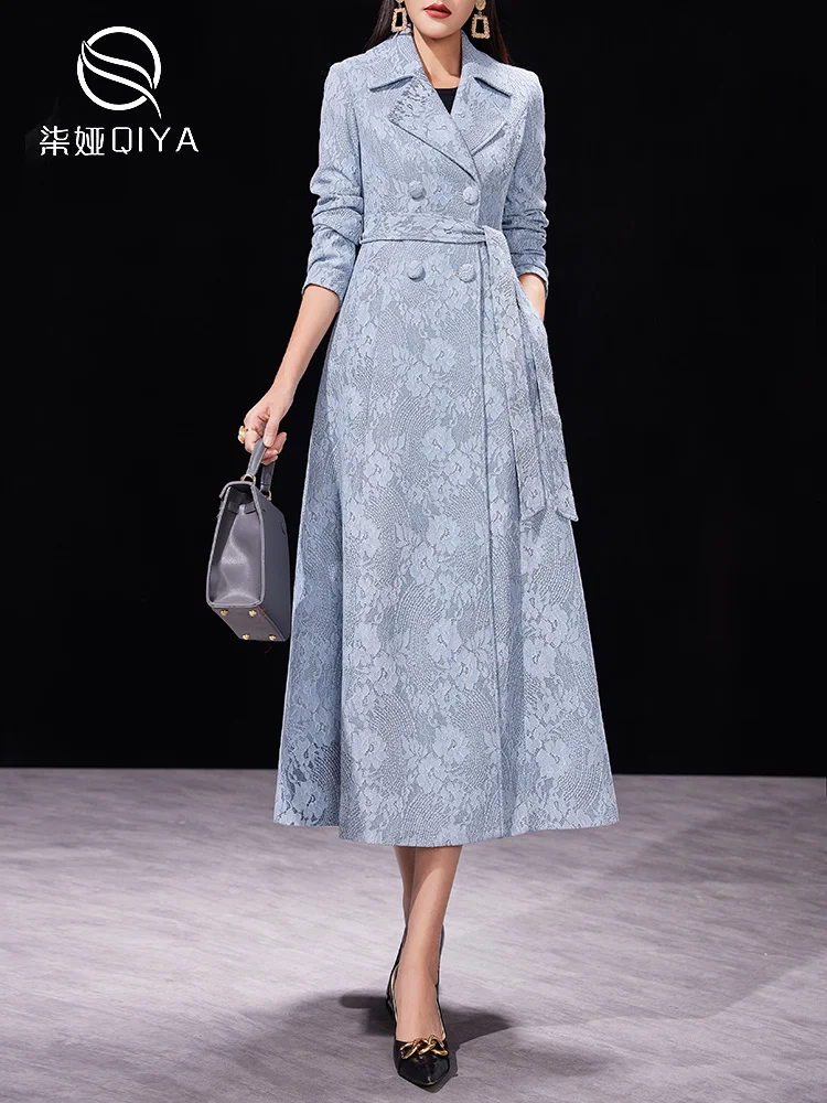 

Windbreaker coat women's spring and autumn middle long knee temperament, slim waist, versatile double breasted coat, new in 2021