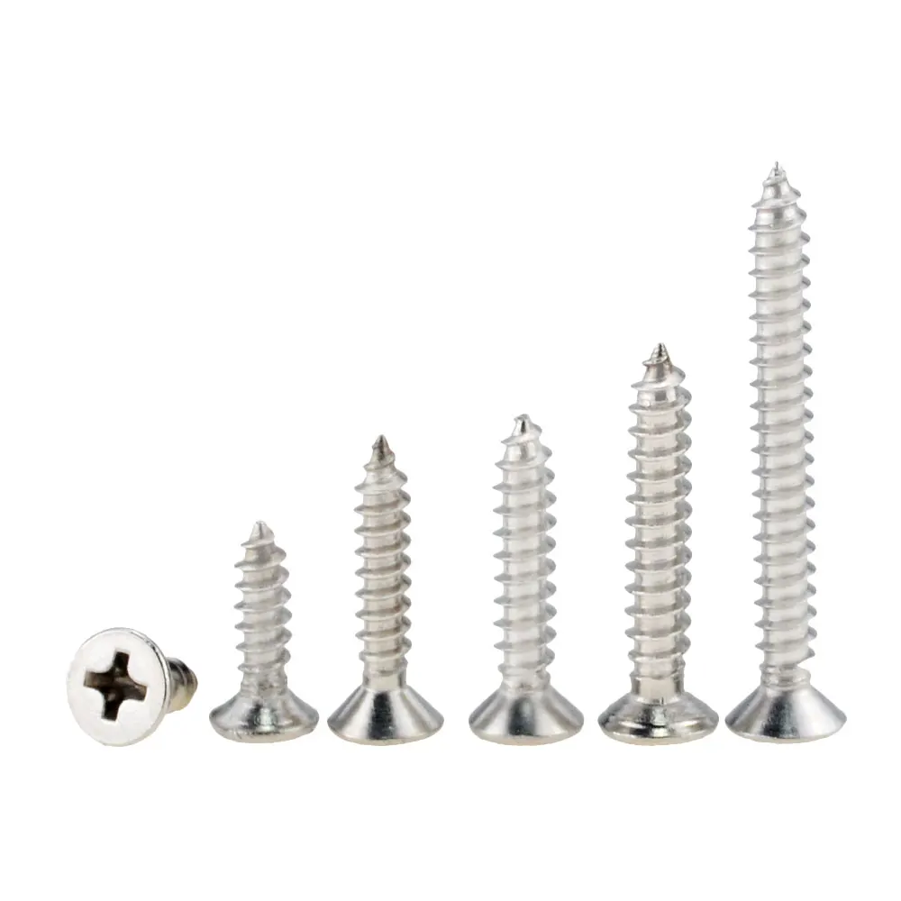

M1 M1.2 M1.4 M1.5 M2 M2.3 M2.6 M3 M3.5 M4 304 Stainless Steel Cross Recessed Countersunk Flat Head Tapping-screws Wood Screw