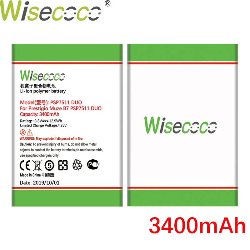 Wisecoco 3000 мАч аккумулятор для Prestigio Muze B7 psp 7511 DUO psp 7511DUO Замена батареи телефона+ номер отслеживания
