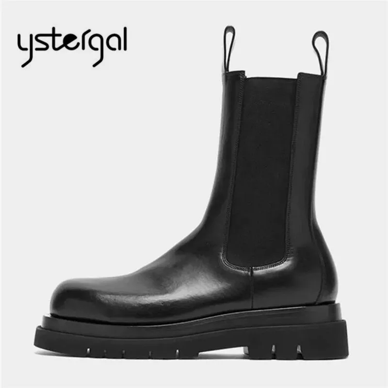 Ystergal/Новинка 2020 года Женские ботинки Челси Ботильоны на платформе Зимняя обувь