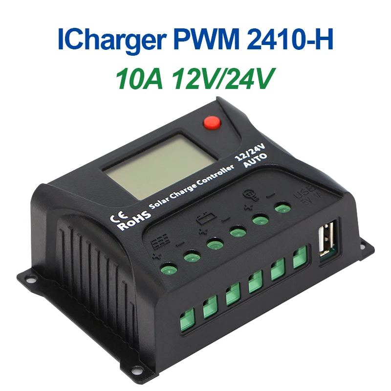 EASUN POWER контроллер солнечного заряда 10A ШИМ LCD USB 5V солнечный регулятор 12V 24V