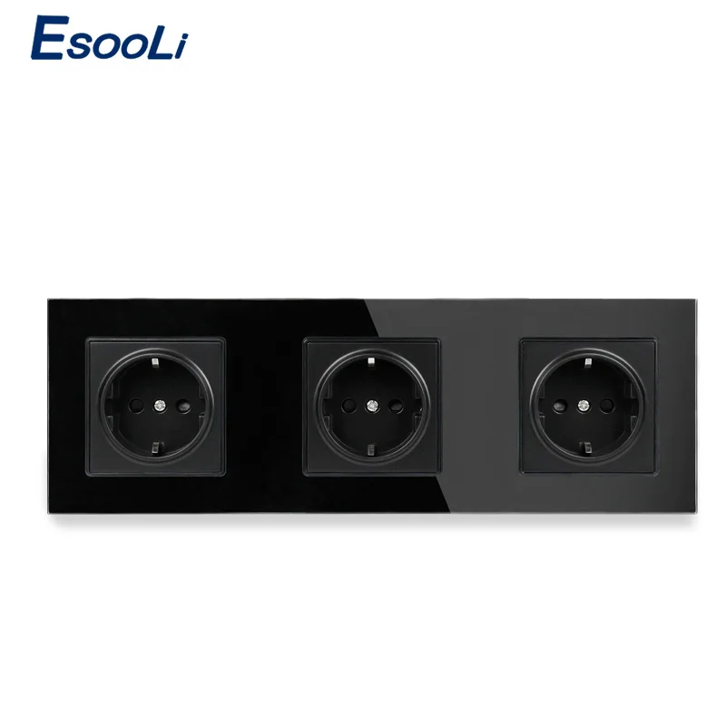 Европейская стандартная серая настенная розетка Esooli из хрустального стекла