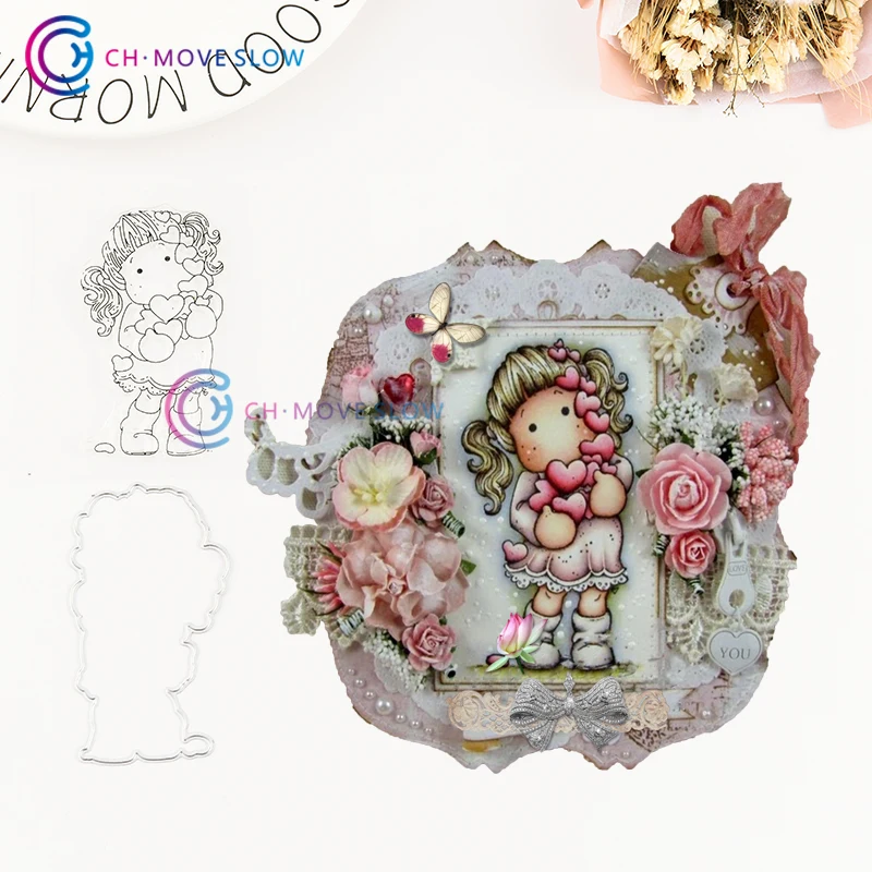 CH Little Heart Girl металлические режущие штампы и карты трафарет бумага ремесло
