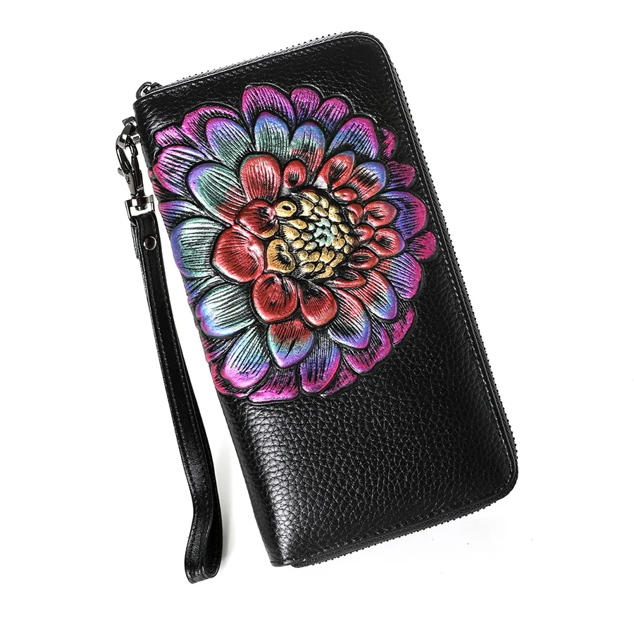 Женский кошелек из натуральной кожи роскошный брендовый бумажник удлиненный