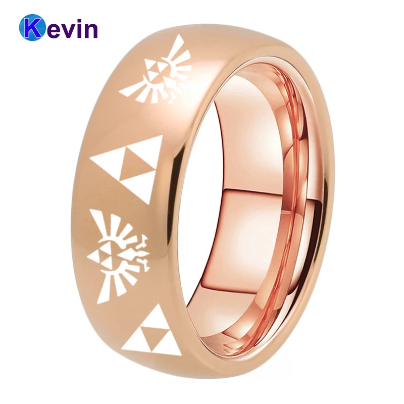 Мужское и женское вольфрамовое обручальное кольцо 8 мм купольное США с лазерной