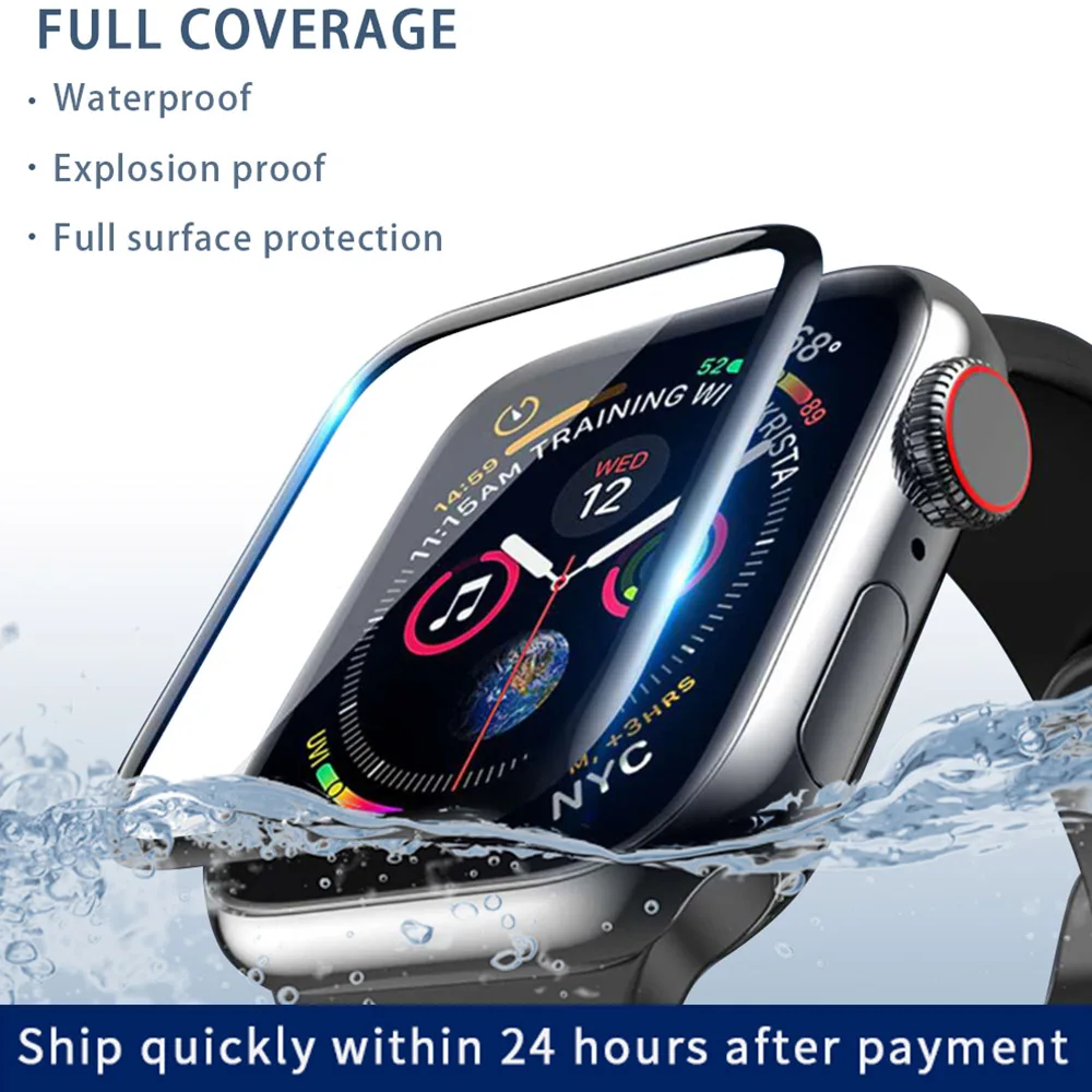

3D curved edge HD fiber glass film for Apple Watch 6 SE 5 4 3 2 1 series soft screen protector apply to iwatch 38mm40mm 42mm44mm