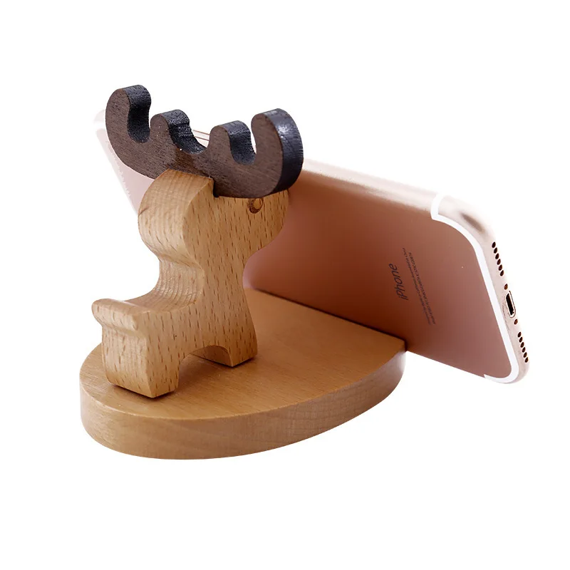 holder for phone mobile phone bracket wooden cartoon dog fawn mobile phone holder solid wood pony desktop mobile phone holder free global shipping
