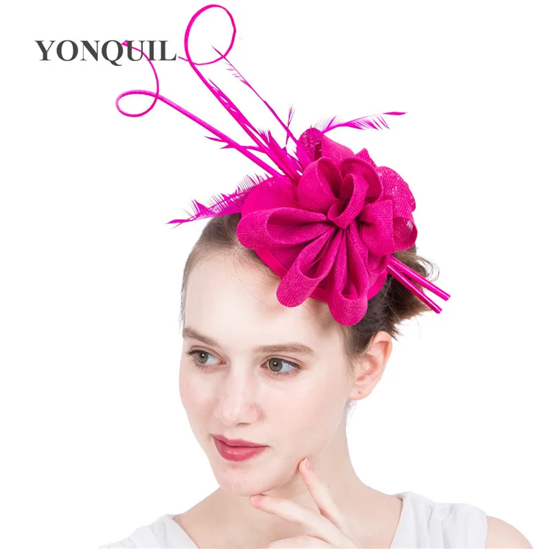Очаровательные свадебные головные уборы с перьями для женщин имитация Sinamay