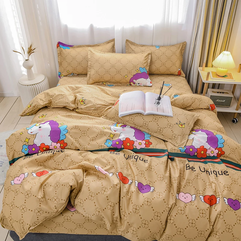 Комплект постельного белья с принтом для дома наволочка пододеяльник постельное