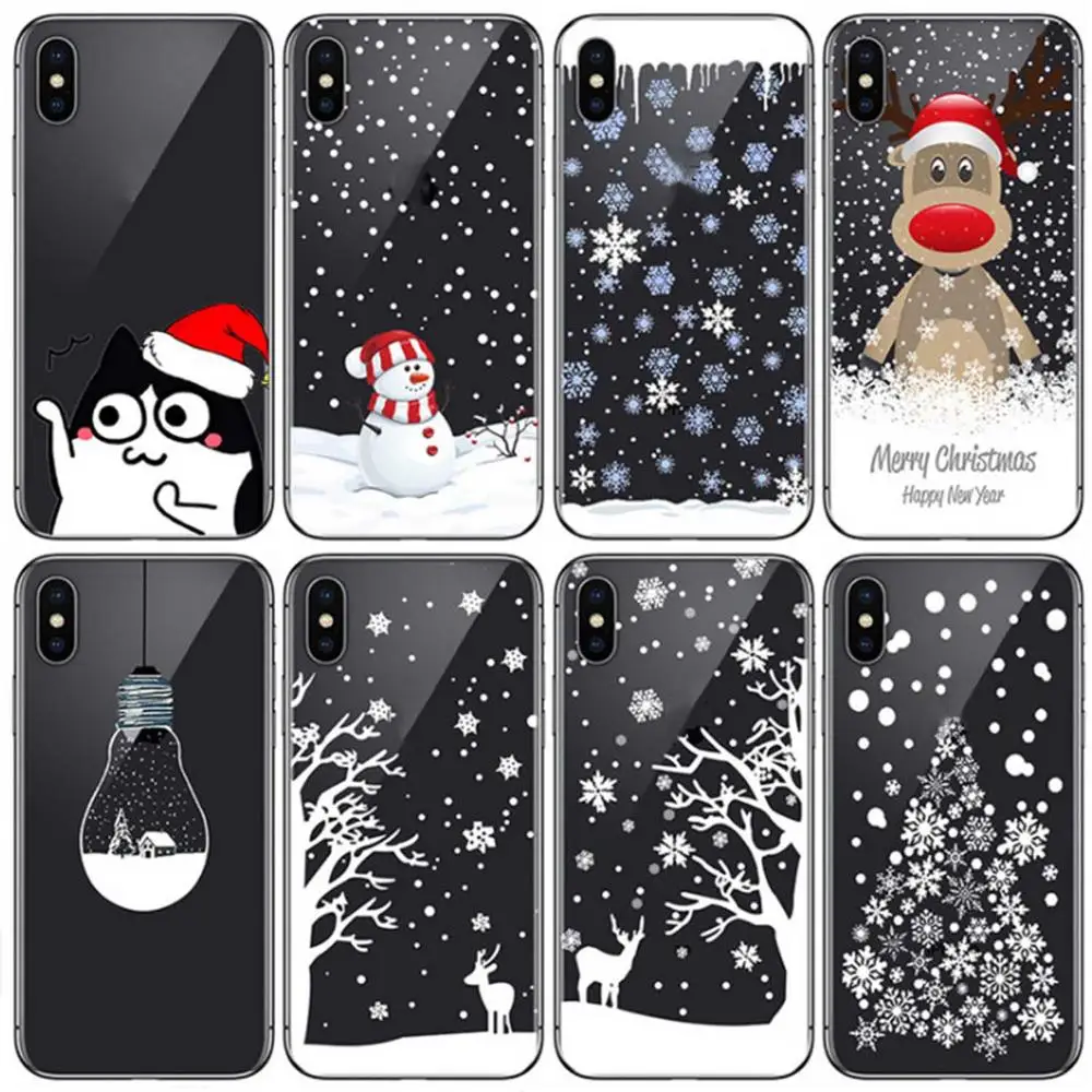 Мягкий ТПУ чехол для телефона с Рождеством Санта Клаусом и новым годом iPhone 5 5S SE 6 6S